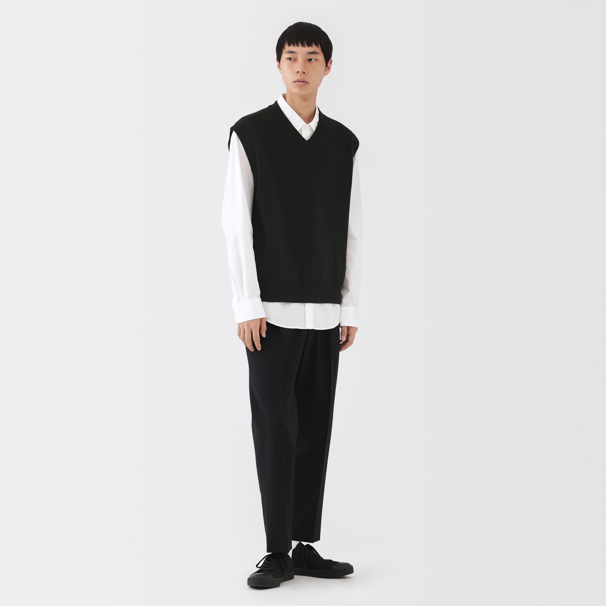 紳士 洗えるミラノリブ編みベスト | 無印良品