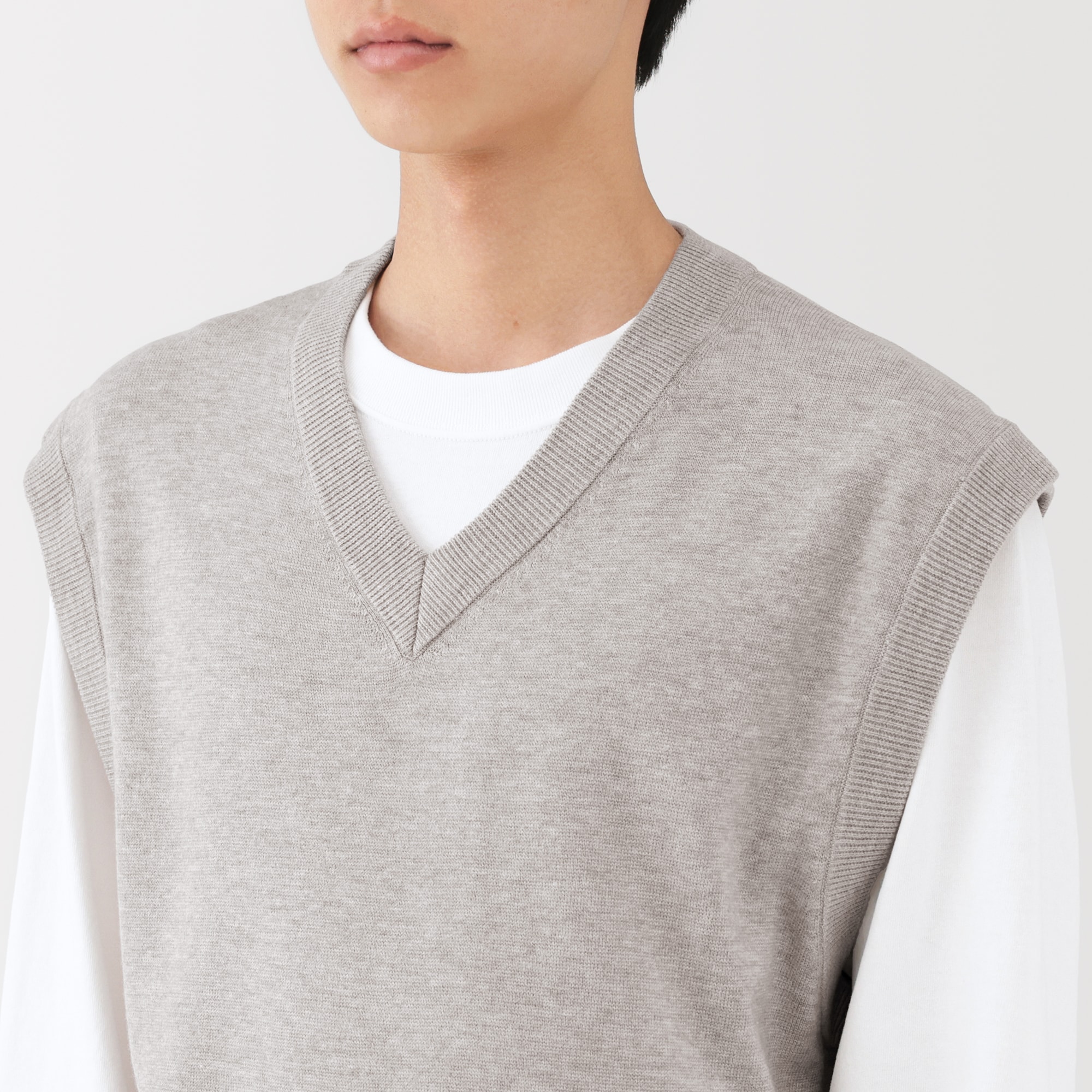 紳士 洗えるミラノリブ編みベスト | 無印良品