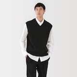 紳士　洗えるミラノリブ編みベスト