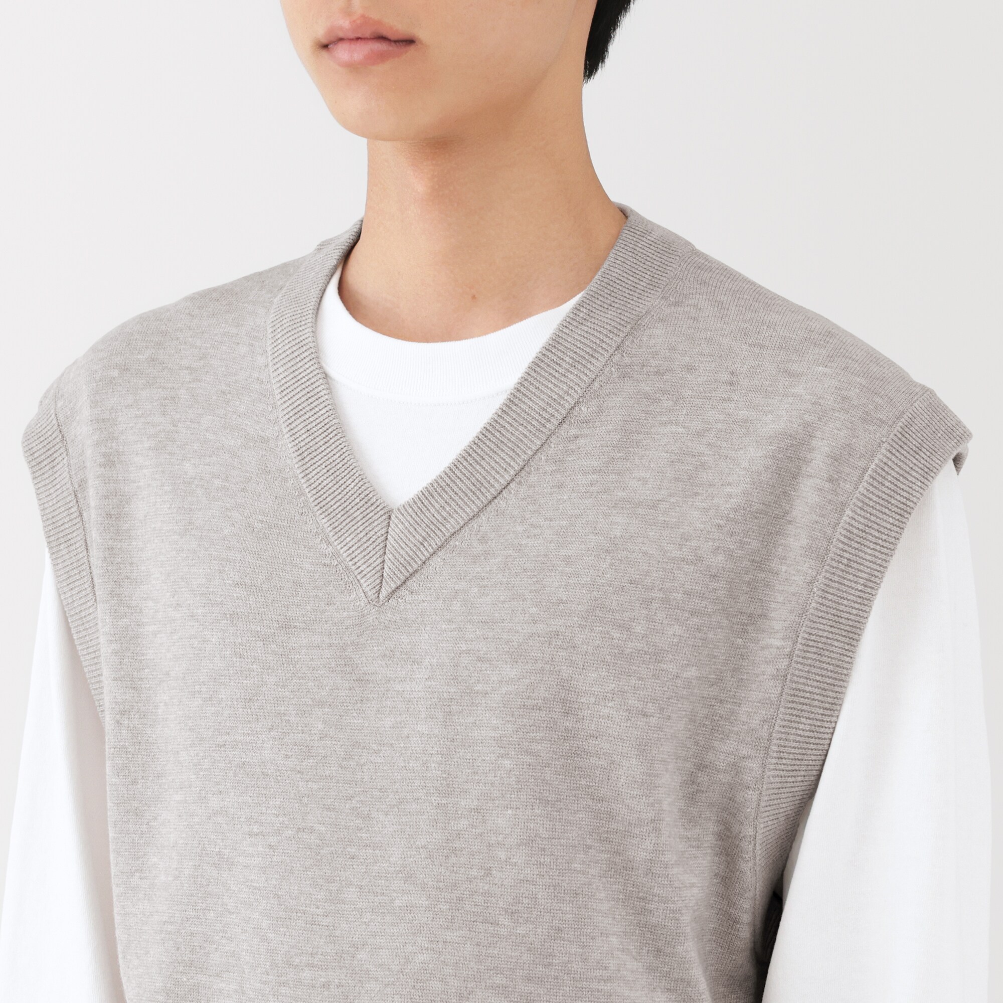 紳士 洗えるミラノリブ編みベスト | 無印良品