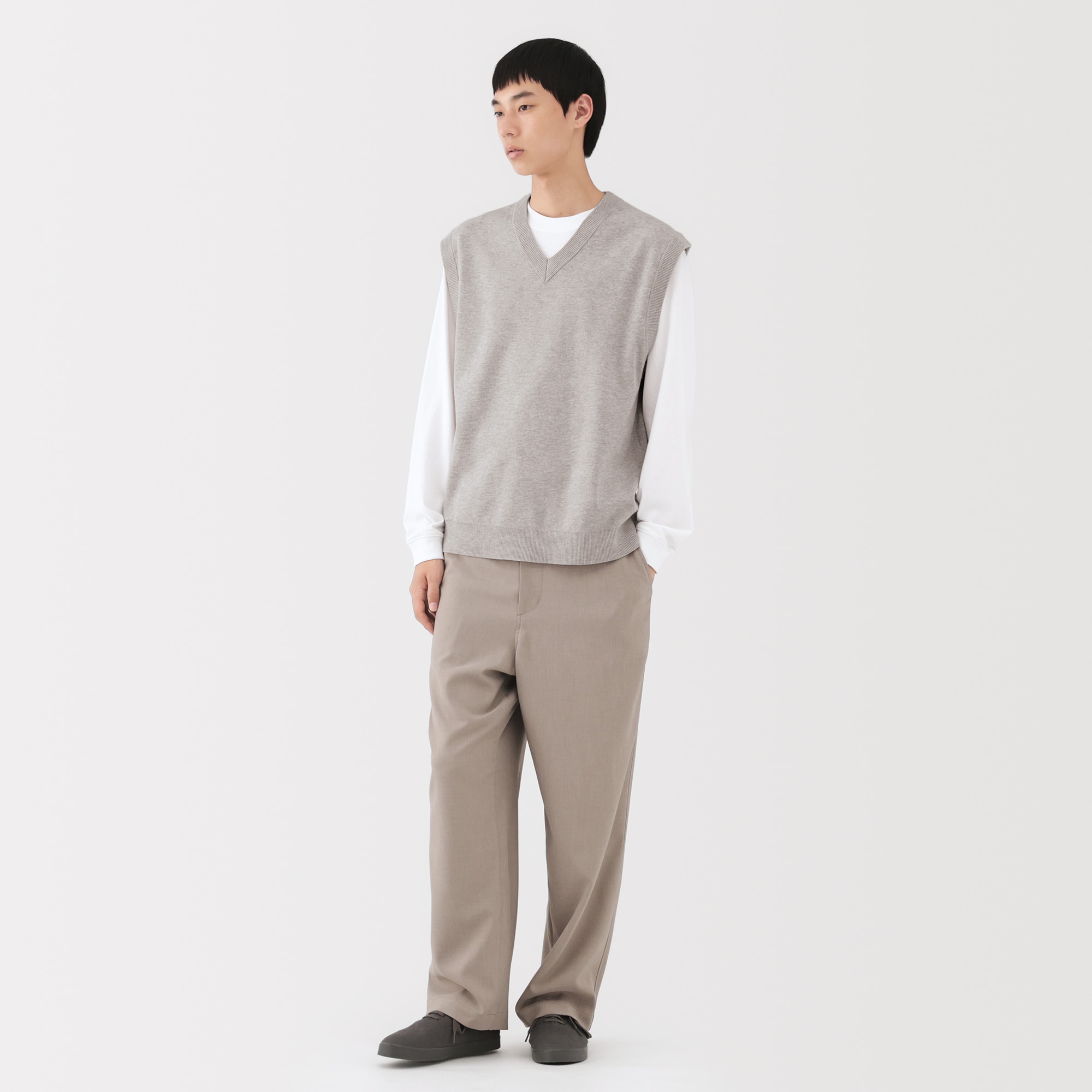 紳士 洗えるミラノリブ編みベスト | 無印良品