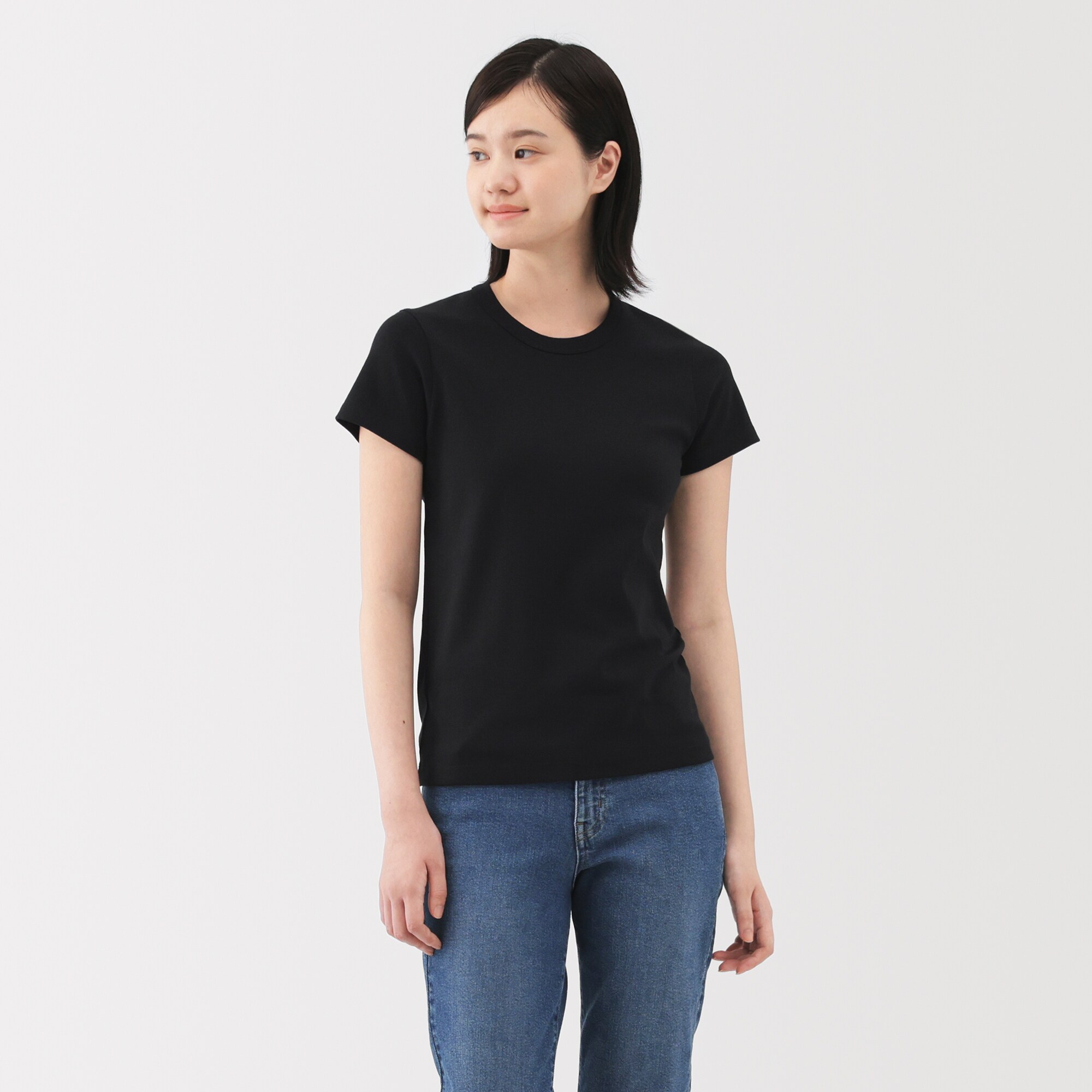 婦人 涼感汗じみしにくいクルーネック半袖Tシャツ（ASEAN