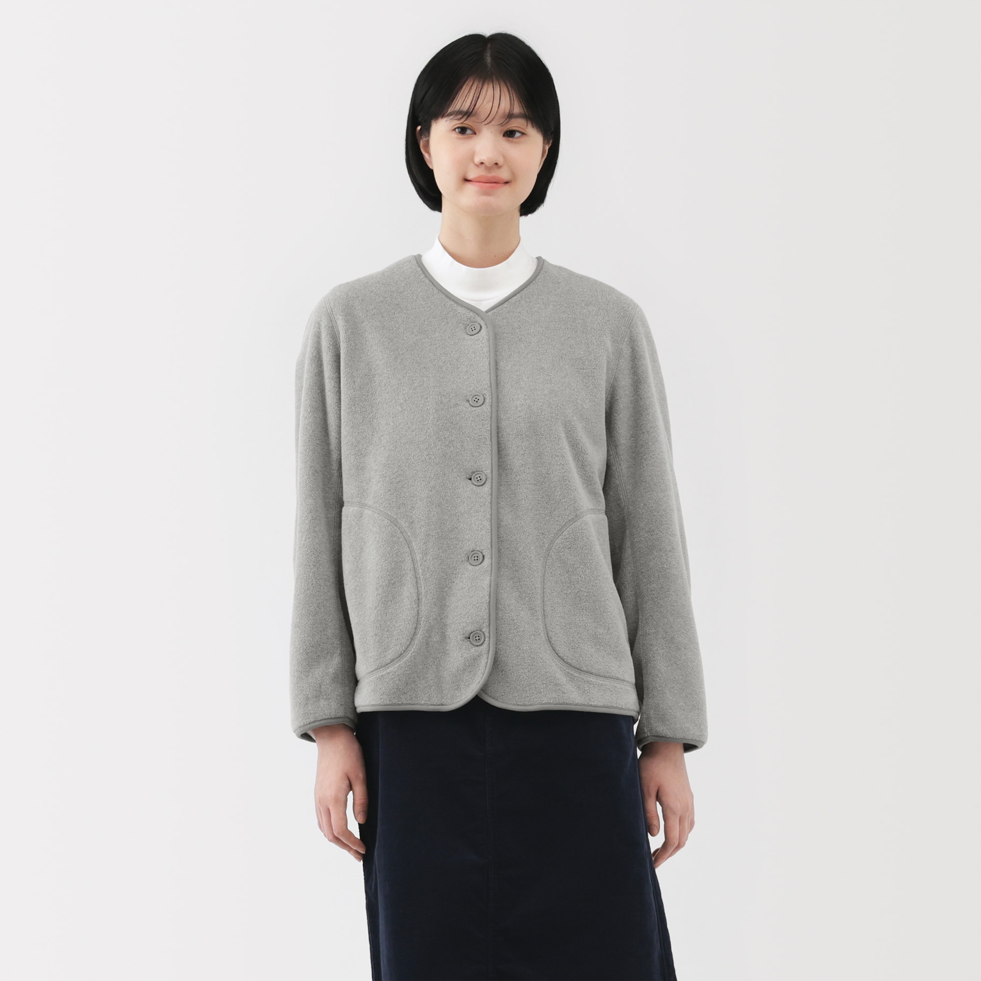 婦人　素材に還るフリースカーディガン