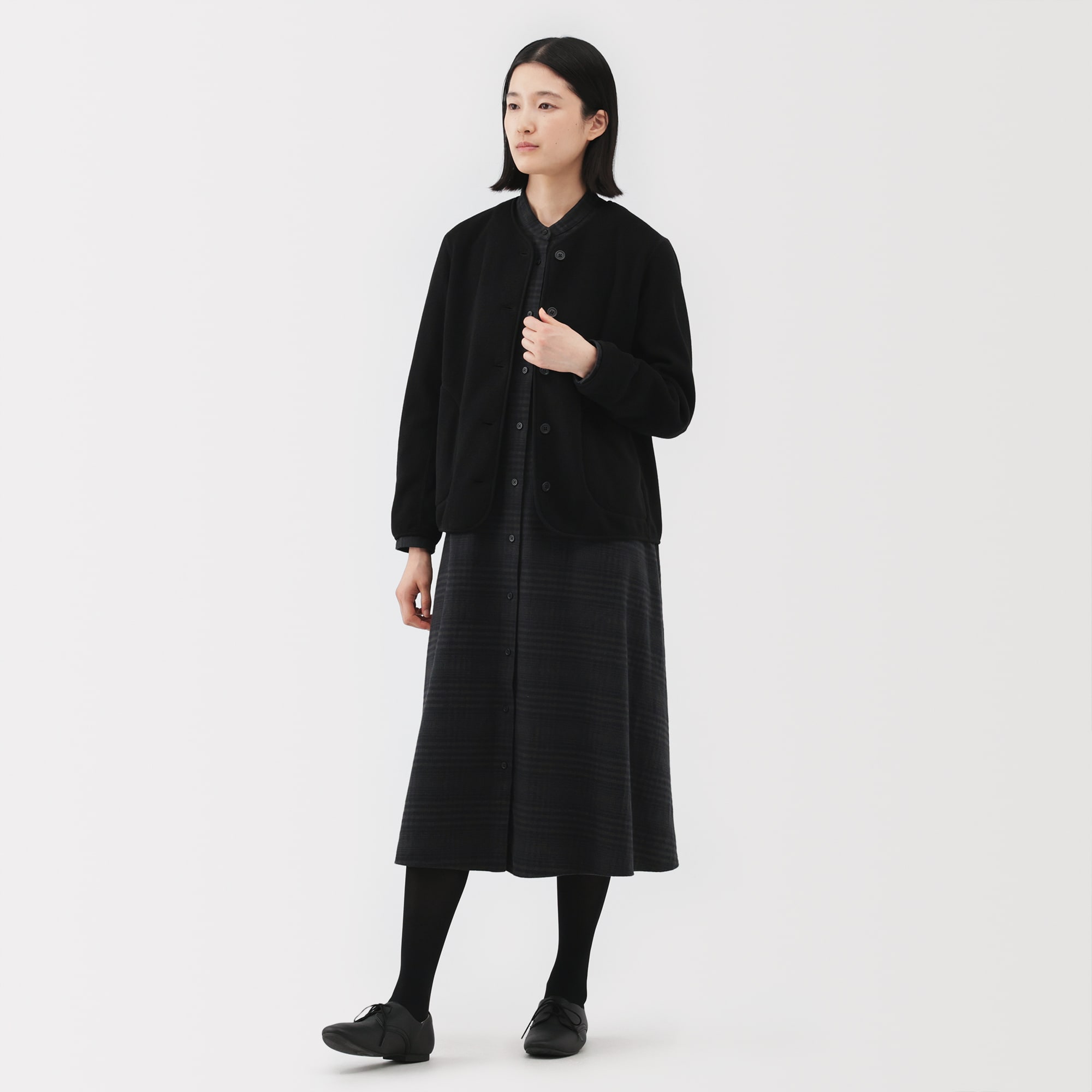 婦人　素材に還るフリースカーディガン