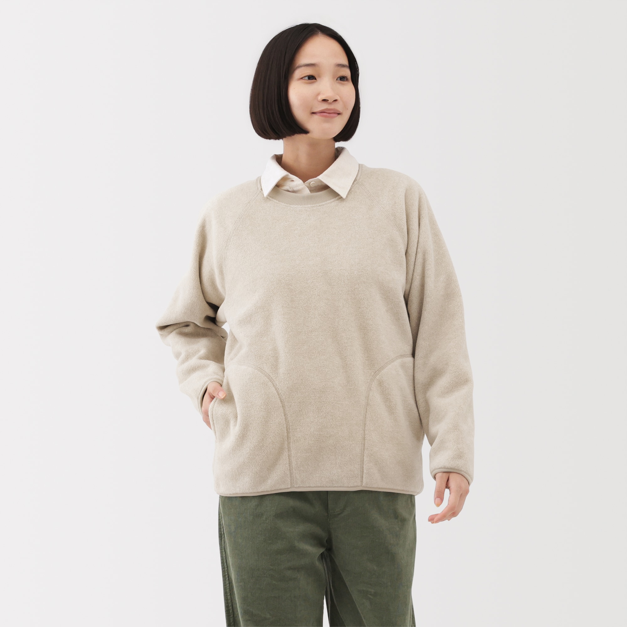婦人　素材に還るフリースプルオーバー