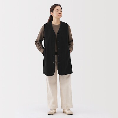 婦人　素材に還るフリースロングベスト