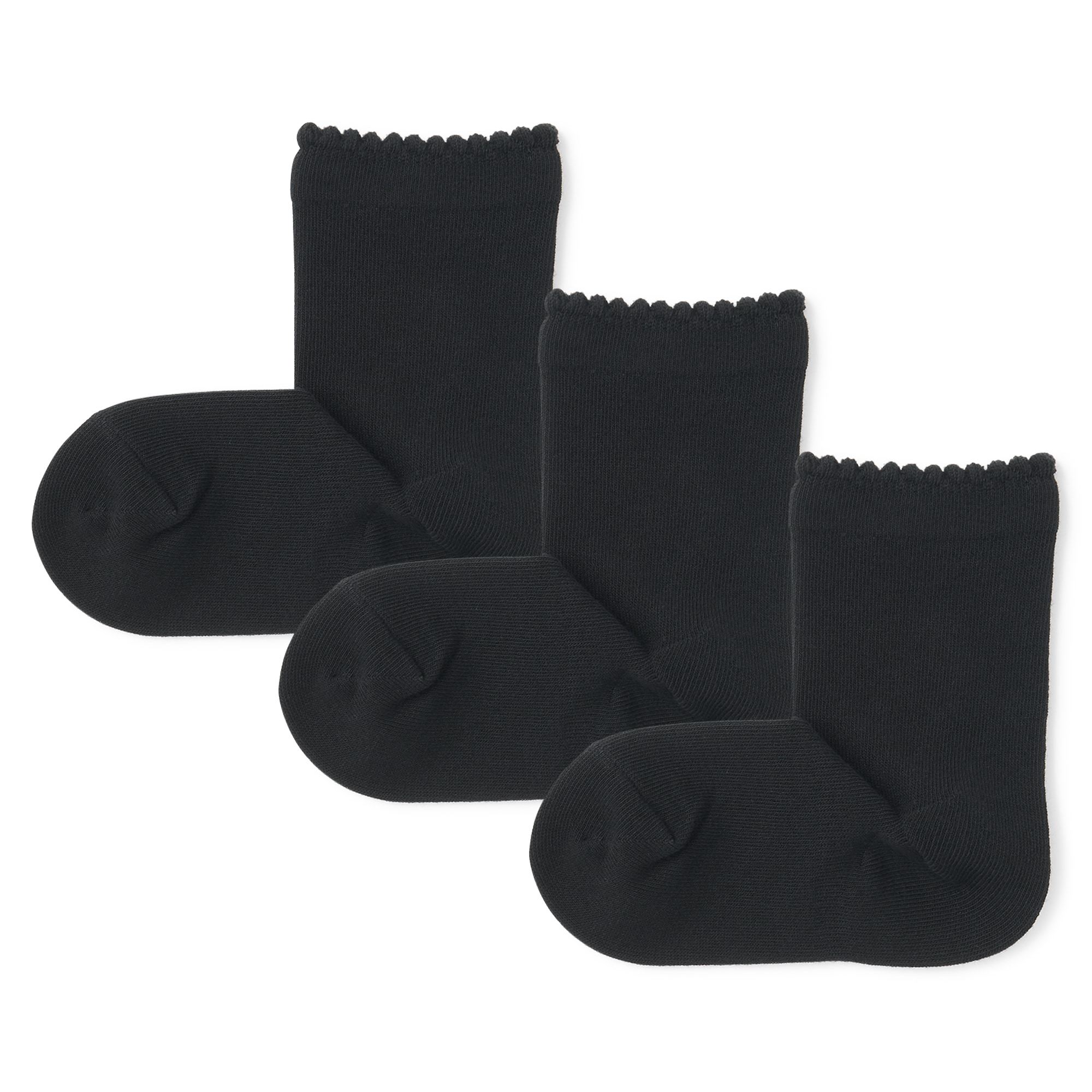 キッズ　足なり直角　ピコット靴下（３足組）