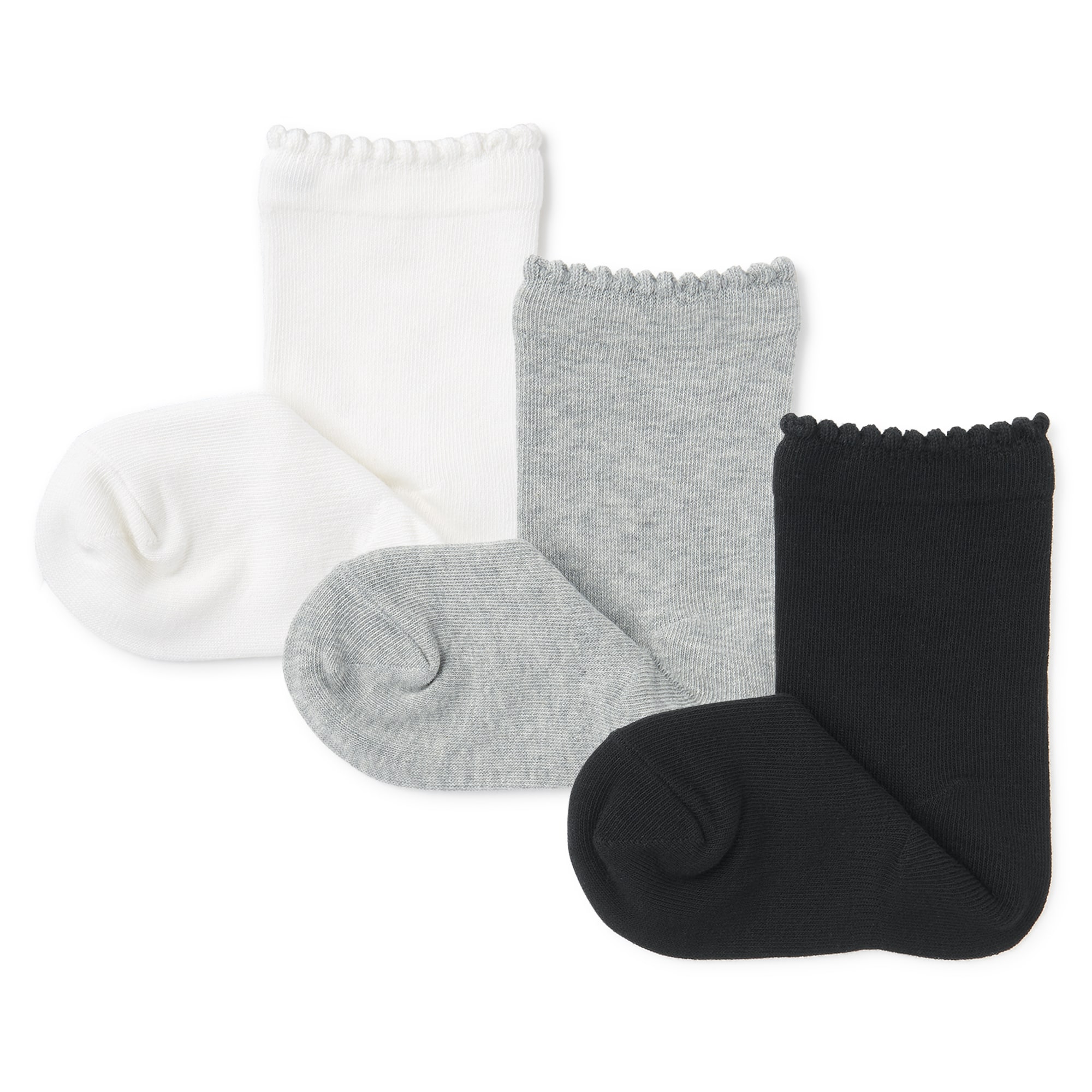 キッズ　足なり直角　ピコット靴下（３足組）