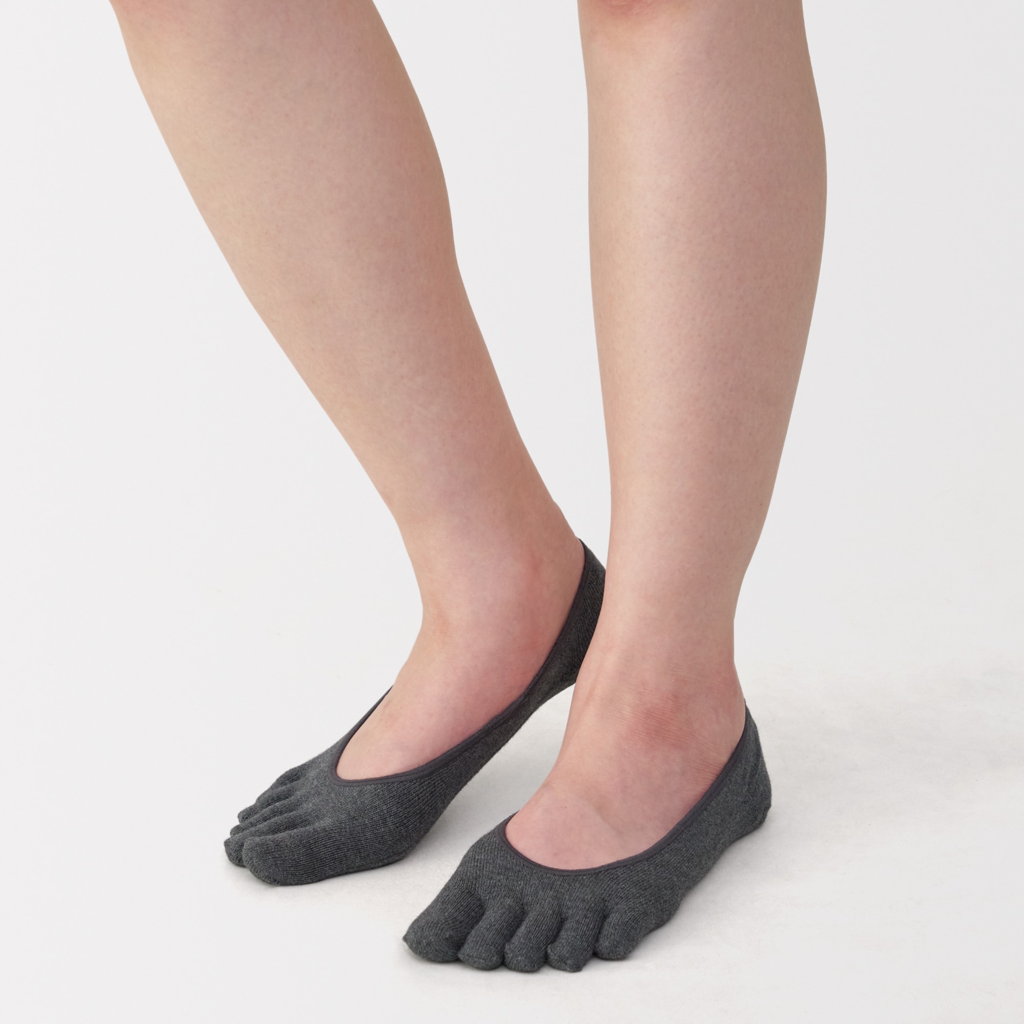 婦人　かかと滑り止め付き　深履き　５本指フットカバー　※再生コットン