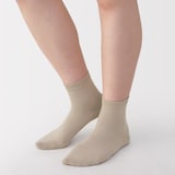 婦人　足なり直角　履き口やわらか　三層　ショート丈靴下（口ゴムなし）