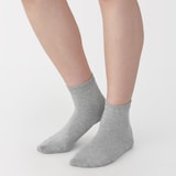 婦人　足なり直角　履き口やわらか　三層　ショート丈靴下（口ゴムなし）※杢色