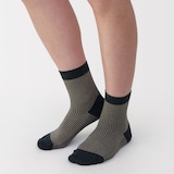 婦人　足なり直角　履き口やわらか　千鳥柄ショート丈靴下（口ゴムなし）