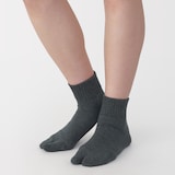 婦人　足なり直角　履き口やわらか　たび型ショート丈靴下（口ゴムなし）　※杢色