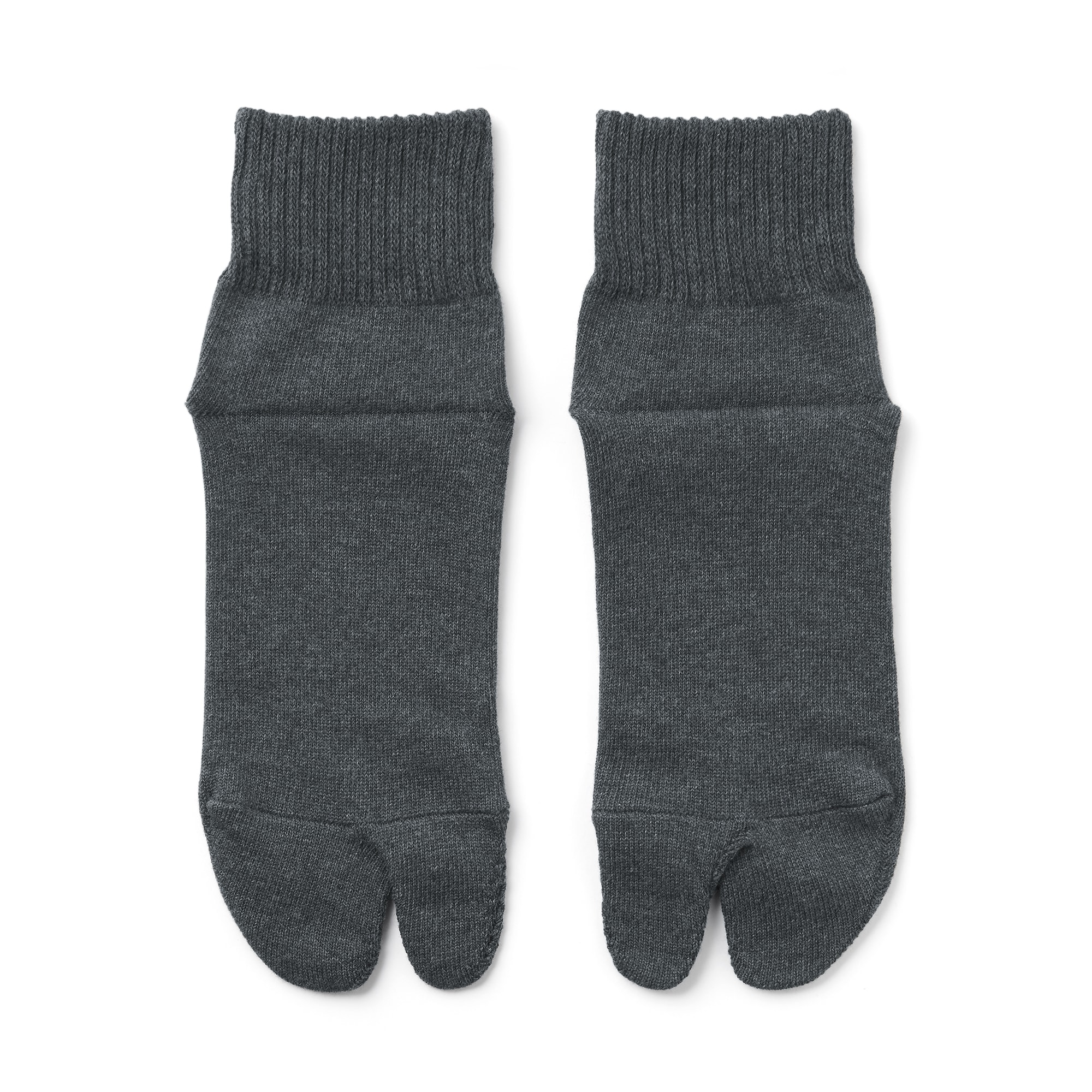 婦人　足なり直角　履き口やわらか　たび型ショート丈靴下（口ゴムなし）　※杢色