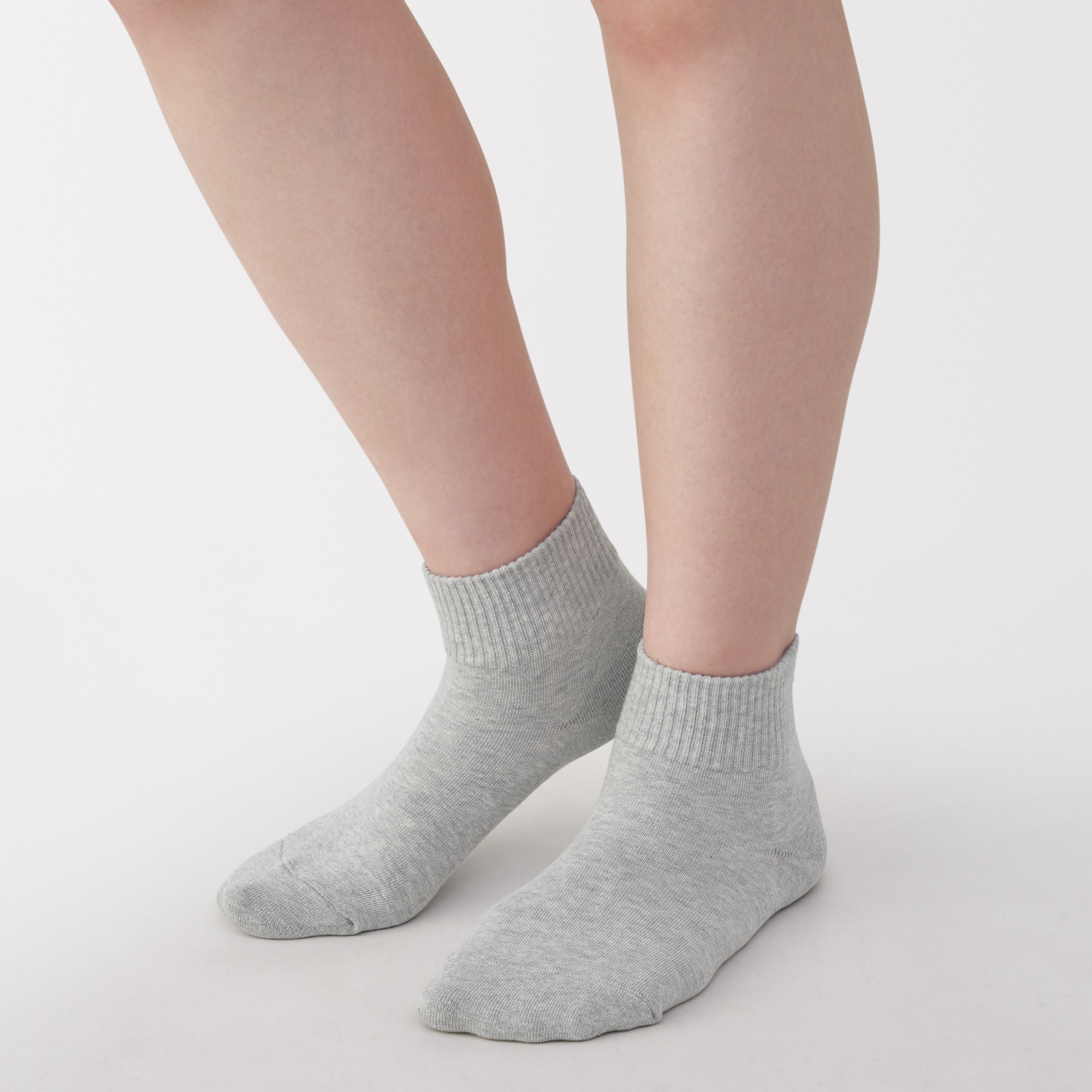 婦人　足なり直角　履き口やわらか　パイル編み　ショート丈靴下　※杢色