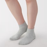 婦人　足なり直角　履き口やわらか　パイル編み　ショート丈靴下　※杢色