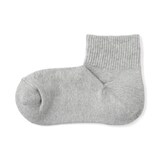 婦人　足なり直角　履き口やわらか　パイル編み　ショート丈靴下　※杢色