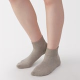 婦人　足なり直角　履き口やわらか　パイル編み　ショート丈靴下　※杢色