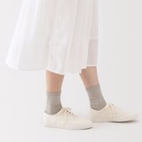 婦人　足なり直角　履き口やわらか　三層　靴下（口ゴムなし）※再生コットン