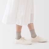 婦人　足なり直角　履き口やわらか　三層　靴下（口ゴムなし）※再生コットン