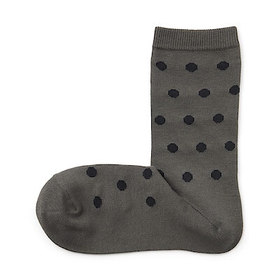 婦人　足なり直角　履き口やわらか　靴下（口ゴムなし・ドット柄）