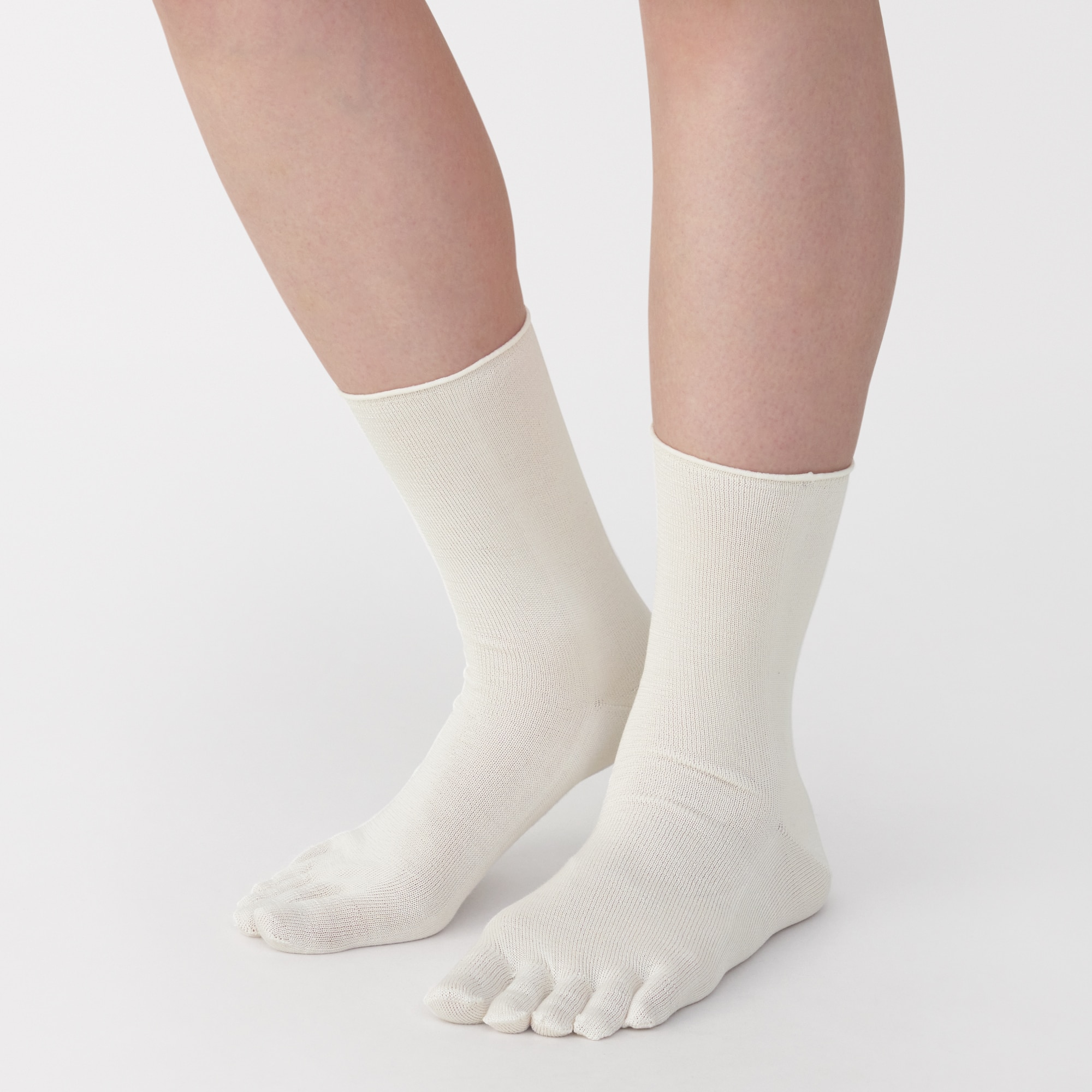 婦人　足なり直角　シルク混　５本指靴下