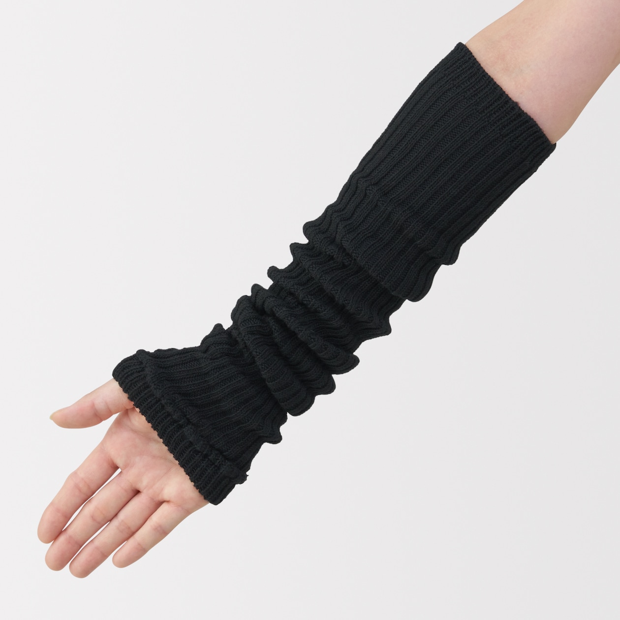 あったか綿　手にも使える　レッグウォーマー（ウール入り）
