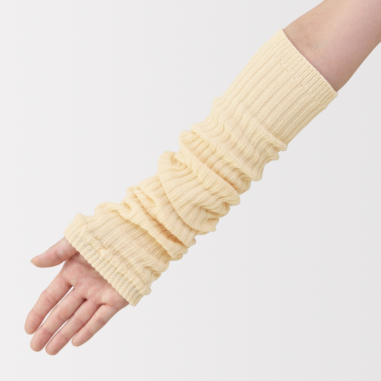 あったか綿　手にも使える　レッグウォーマー（ウール入り）