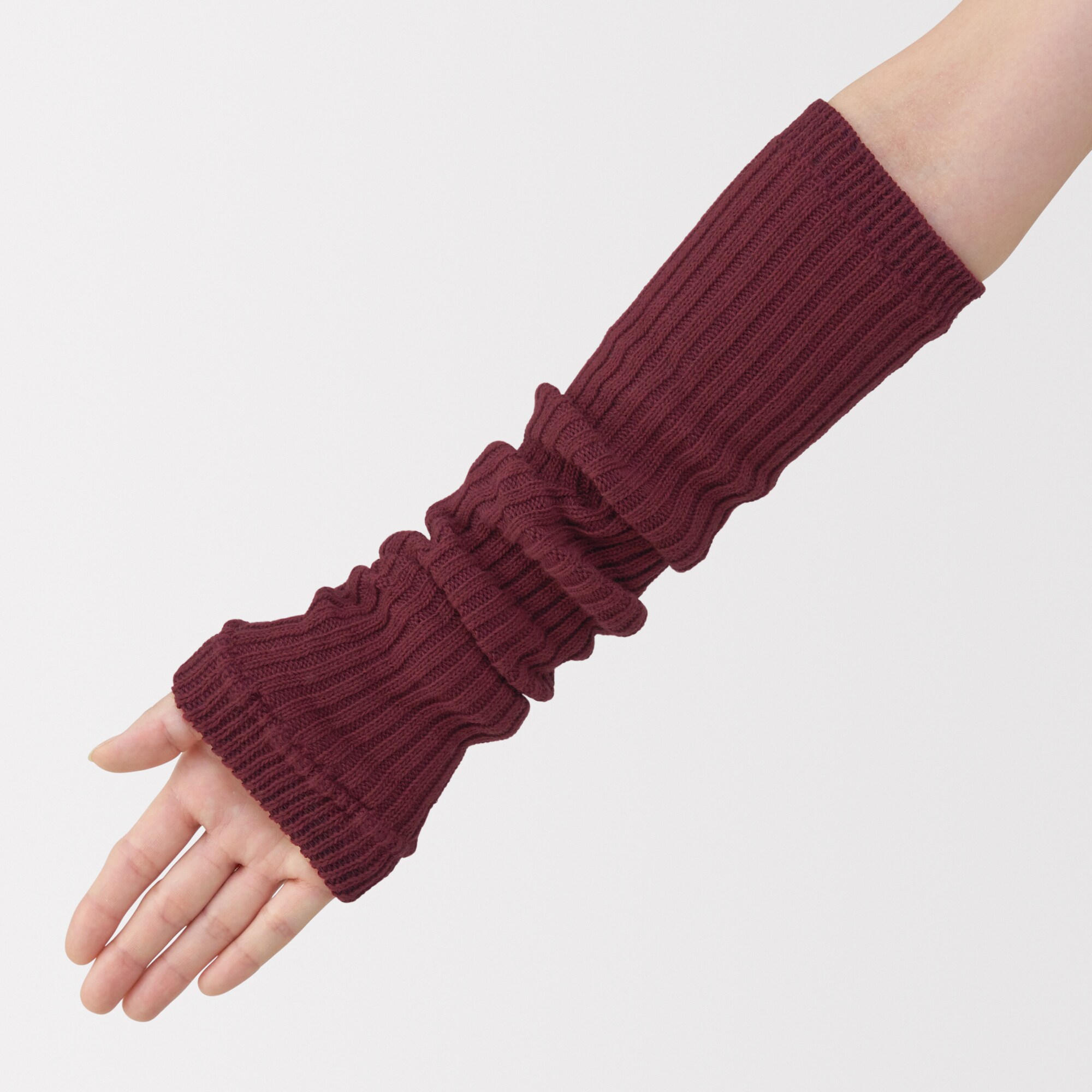 あったか綿　手にも使える　レッグウォーマー（ウール入り）