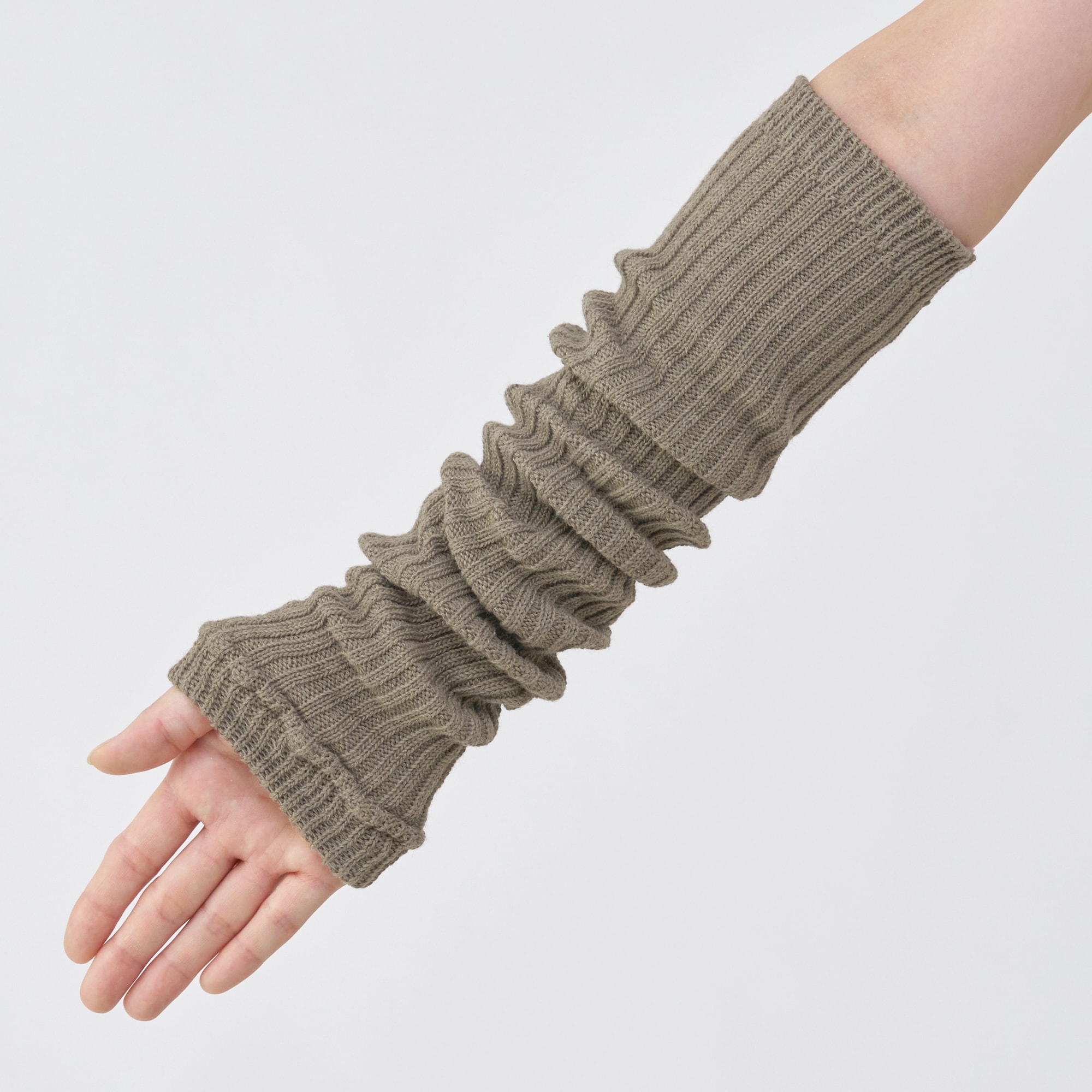 あったか綿　手にも使える　レッグウォーマー（ウール入り）