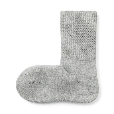 婦人　足なり直角　履き口やわらか　ウール混　ルームソックス