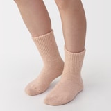 婦人　足なり直角　履き口やわらか　ウール混　ルームソックス