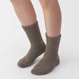 婦人　足なり直角　履き口やわらか　ウール混　ルームソックス