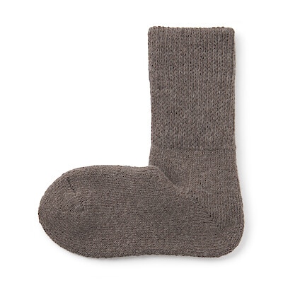 婦人　足なり直角　履き口やわらか　ウール混　ルームソックス
