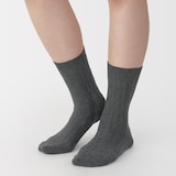 婦人　足なり直角　履き口やわらか　ケーブル柄靴下