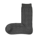 婦人　足なり直角　履き口やわらか　ケーブル柄靴下