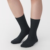 婦人　足なり直角　履き口やわらか　ケーブル柄靴下