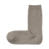 婦人　足なり直角　履き口やわらか　ケーブル柄靴下