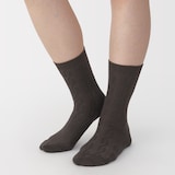 婦人　足なり直角　履き口やわらか　ケーブル柄靴下