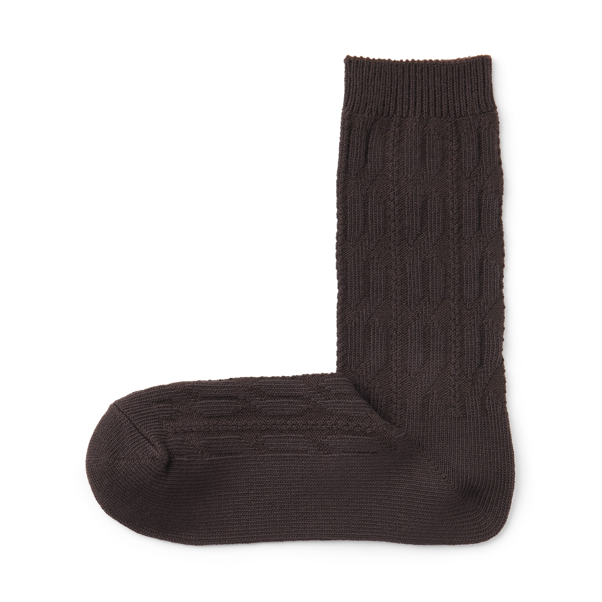 婦人　足なり直角　履き口やわらか　ケーブル柄靴下