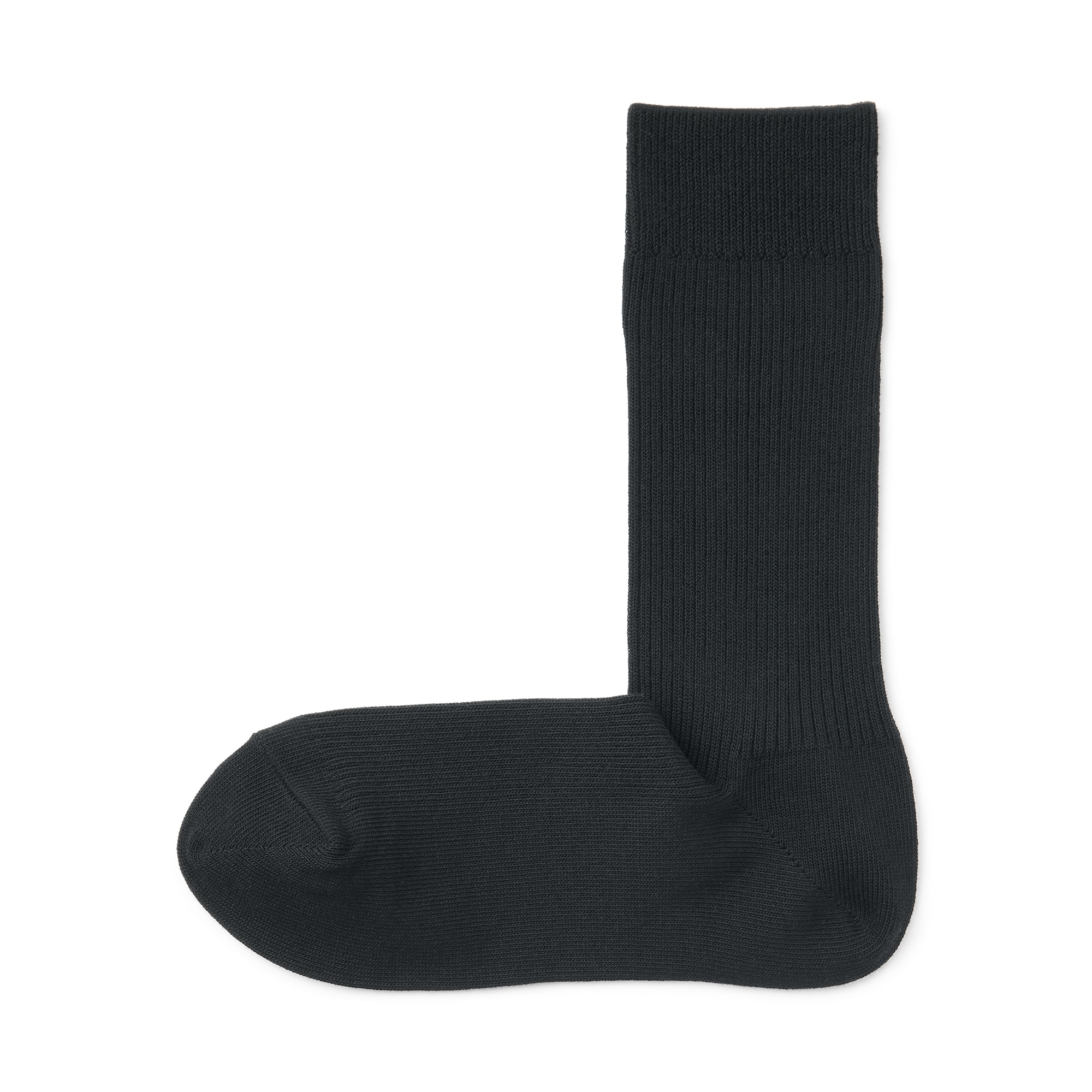婦人　足なり直角　リブ編み靴下