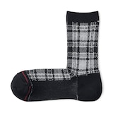 婦人　足なり直角　履き口やわらか　あったか綿　チェック柄靴下