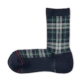 婦人　足なり直角　履き口やわらか　あったか綿　チェック柄靴下