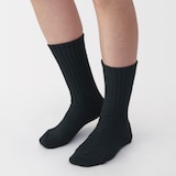 婦人　足なり直角　履き口やわらか　ふわふわリブ編み靴下