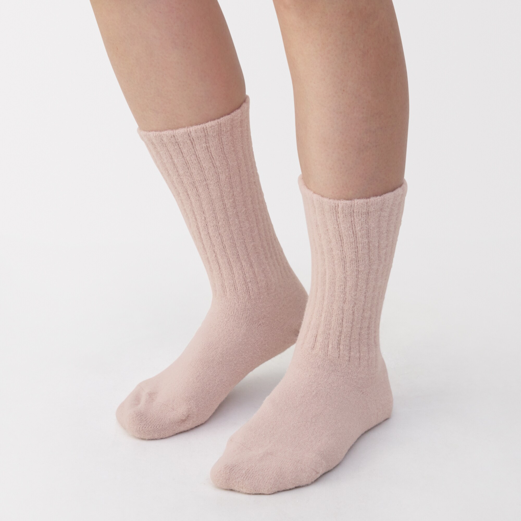 婦人　足なり直角　履き口やわらか　ふわふわリブ編み靴下