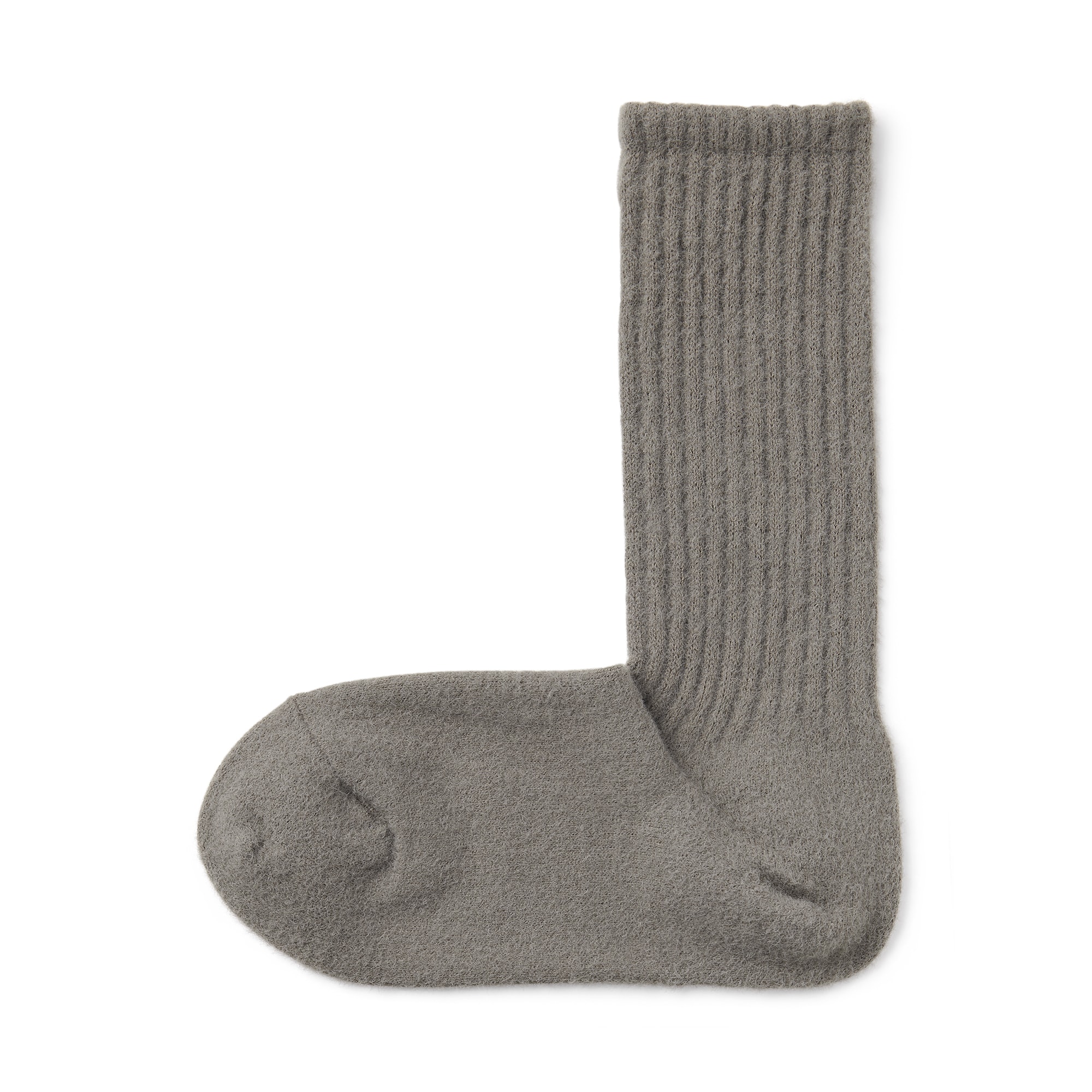 婦人　足なり直角　履き口やわらか　ふわふわリブ編み靴下