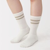 婦人　足なり直角　履き口やわらか　くしゅっと履ける　リブ編み靴下（ライン）