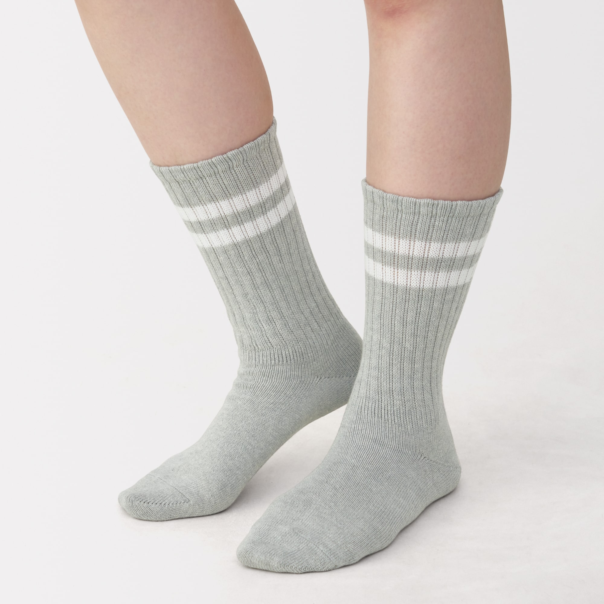 婦人　足なり直角　履き口やわらか　くしゅっと履ける　リブ編み靴下（ライン）