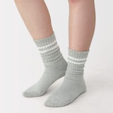婦人　足なり直角　履き口やわらか　くしゅっと履ける　リブ編み靴下（ライン）