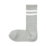 婦人　足なり直角　履き口やわらか　くしゅっと履ける　リブ編み靴下（ライン）